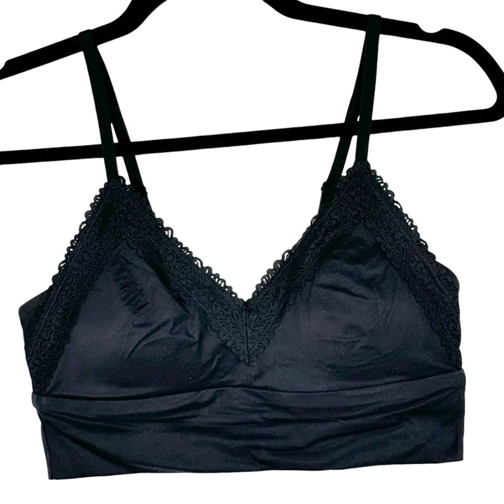 Aerie Removable Pads Black Bralette Medium
